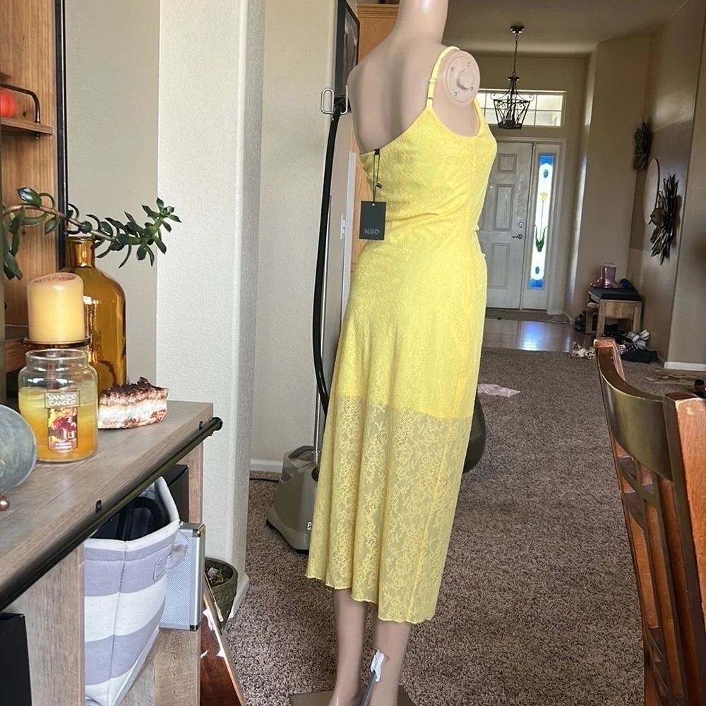 NBD/ Revolve/ Yellow lace One Shoulder MIDI Dress size S - Picture 8 of 9